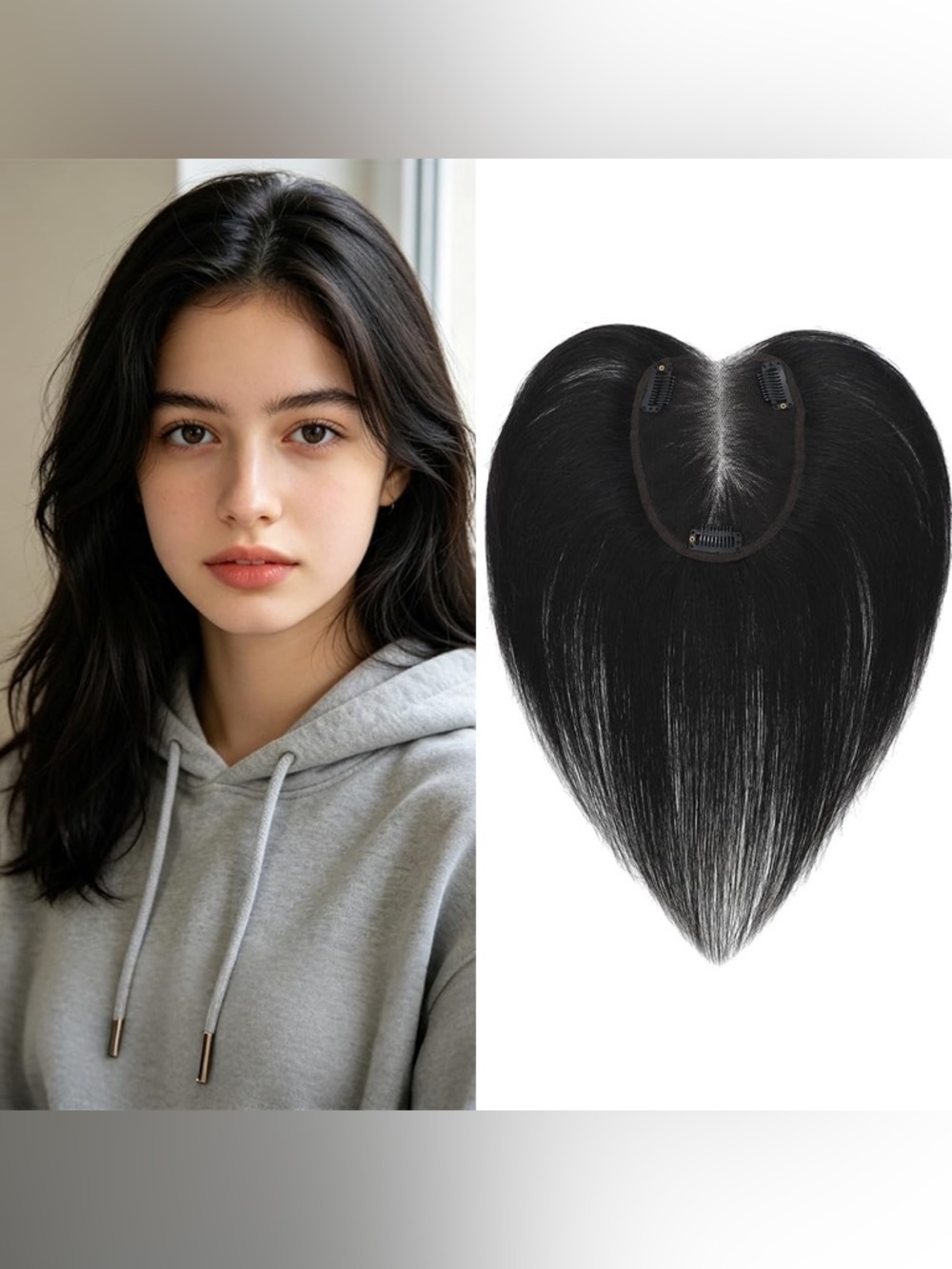 HUMAN HAIR NWT Eliza Hair Topper 12” 5x5 Lace Base in Black